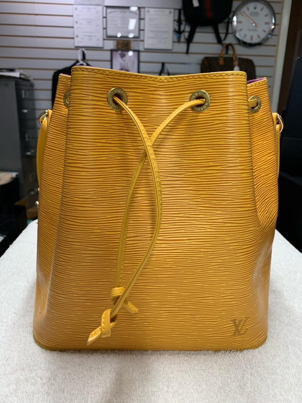 Louis Vuitton Noe Petit Yellow Tassil Epi Leather Bucket Bag